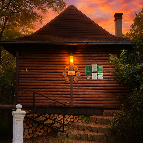 Udoban enterijer vikendice Platan sa kaminom i drvenim detaljima